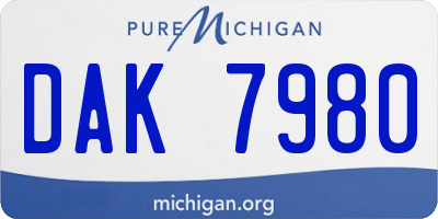 MI license plate DAK7980