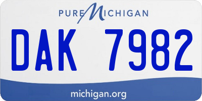 MI license plate DAK7982