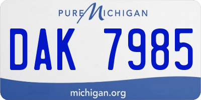 MI license plate DAK7985