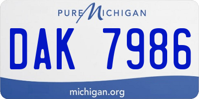 MI license plate DAK7986