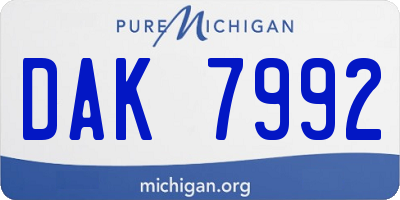 MI license plate DAK7992
