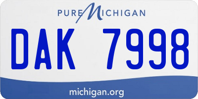 MI license plate DAK7998