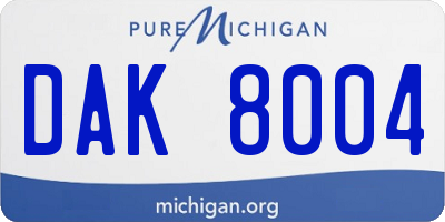 MI license plate DAK8004