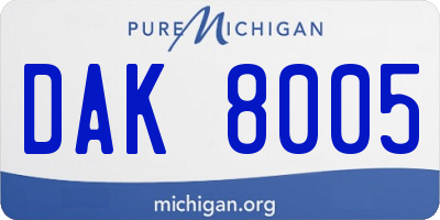 MI license plate DAK8005