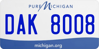 MI license plate DAK8008