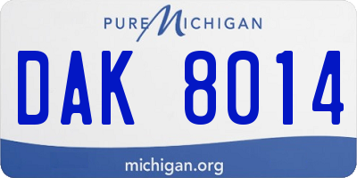 MI license plate DAK8014