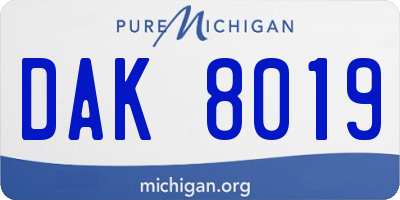 MI license plate DAK8019