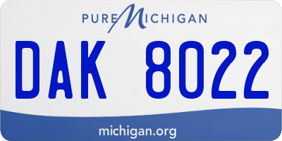MI license plate DAK8022