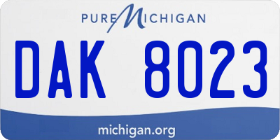 MI license plate DAK8023