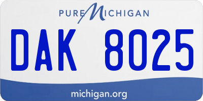 MI license plate DAK8025