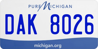 MI license plate DAK8026
