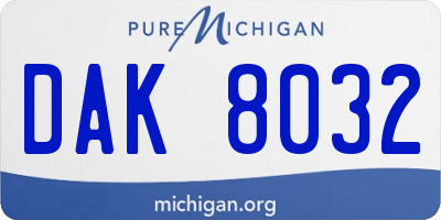 MI license plate DAK8032