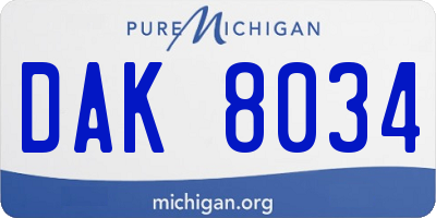 MI license plate DAK8034
