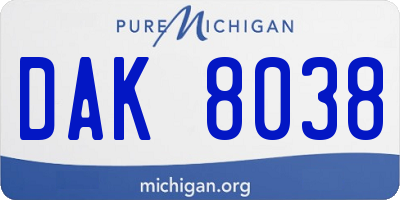 MI license plate DAK8038