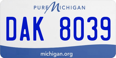 MI license plate DAK8039