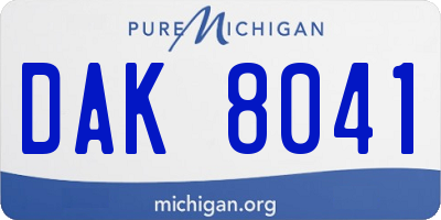 MI license plate DAK8041