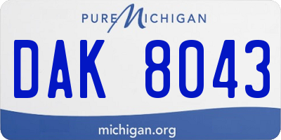MI license plate DAK8043