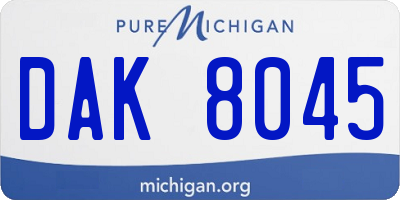 MI license plate DAK8045