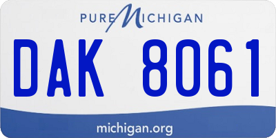 MI license plate DAK8061