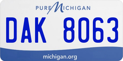 MI license plate DAK8063