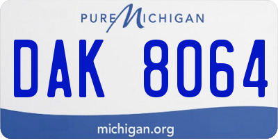 MI license plate DAK8064