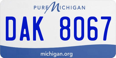 MI license plate DAK8067