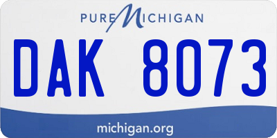 MI license plate DAK8073