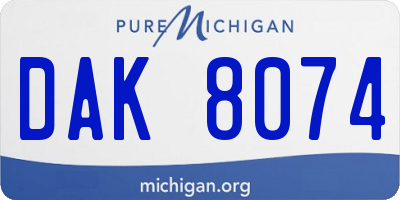 MI license plate DAK8074