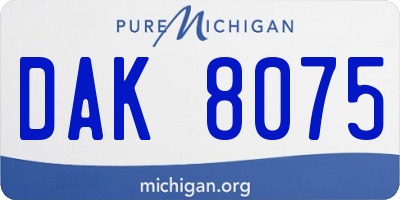 MI license plate DAK8075