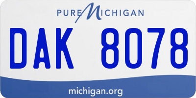MI license plate DAK8078