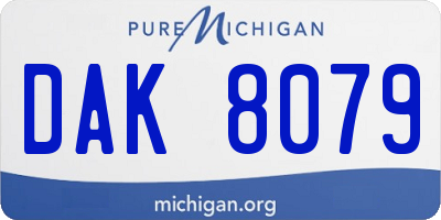 MI license plate DAK8079