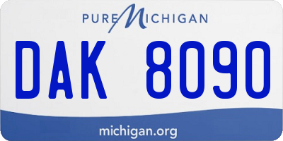 MI license plate DAK8090