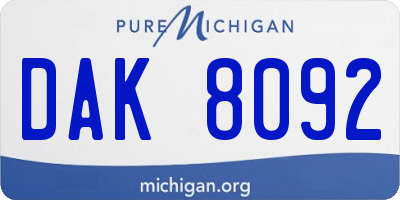 MI license plate DAK8092