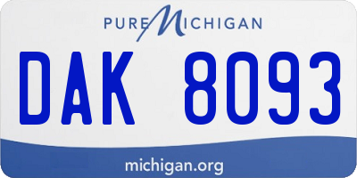 MI license plate DAK8093