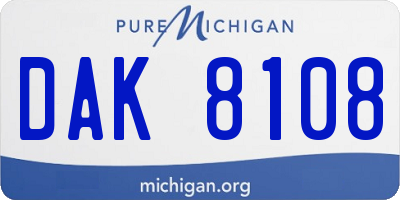 MI license plate DAK8108