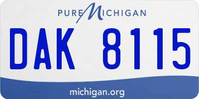 MI license plate DAK8115