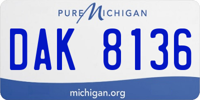 MI license plate DAK8136