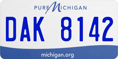 MI license plate DAK8142