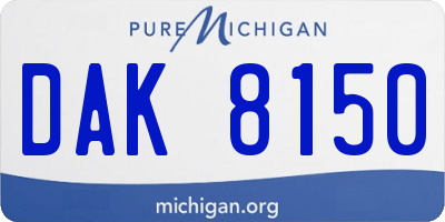 MI license plate DAK8150