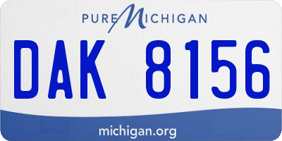 MI license plate DAK8156