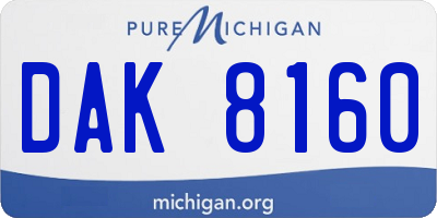 MI license plate DAK8160