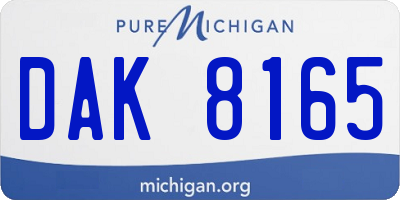 MI license plate DAK8165