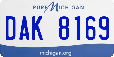 MI license plate DAK8169