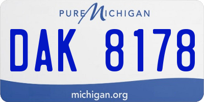 MI license plate DAK8178