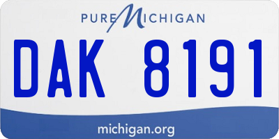 MI license plate DAK8191