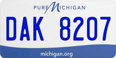 MI license plate DAK8207