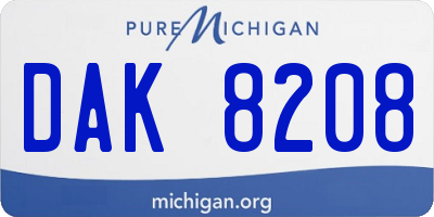 MI license plate DAK8208