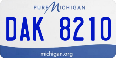 MI license plate DAK8210