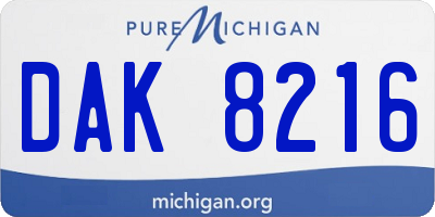 MI license plate DAK8216