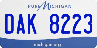 MI license plate DAK8223
